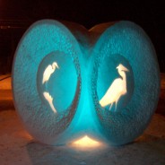 Birds Lit Snow Sculpture