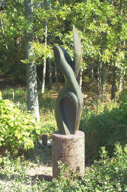 Bronze Garden Sculpture. Green Patina.