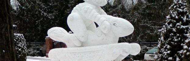 Rocking Rabbit Snow Sculpture